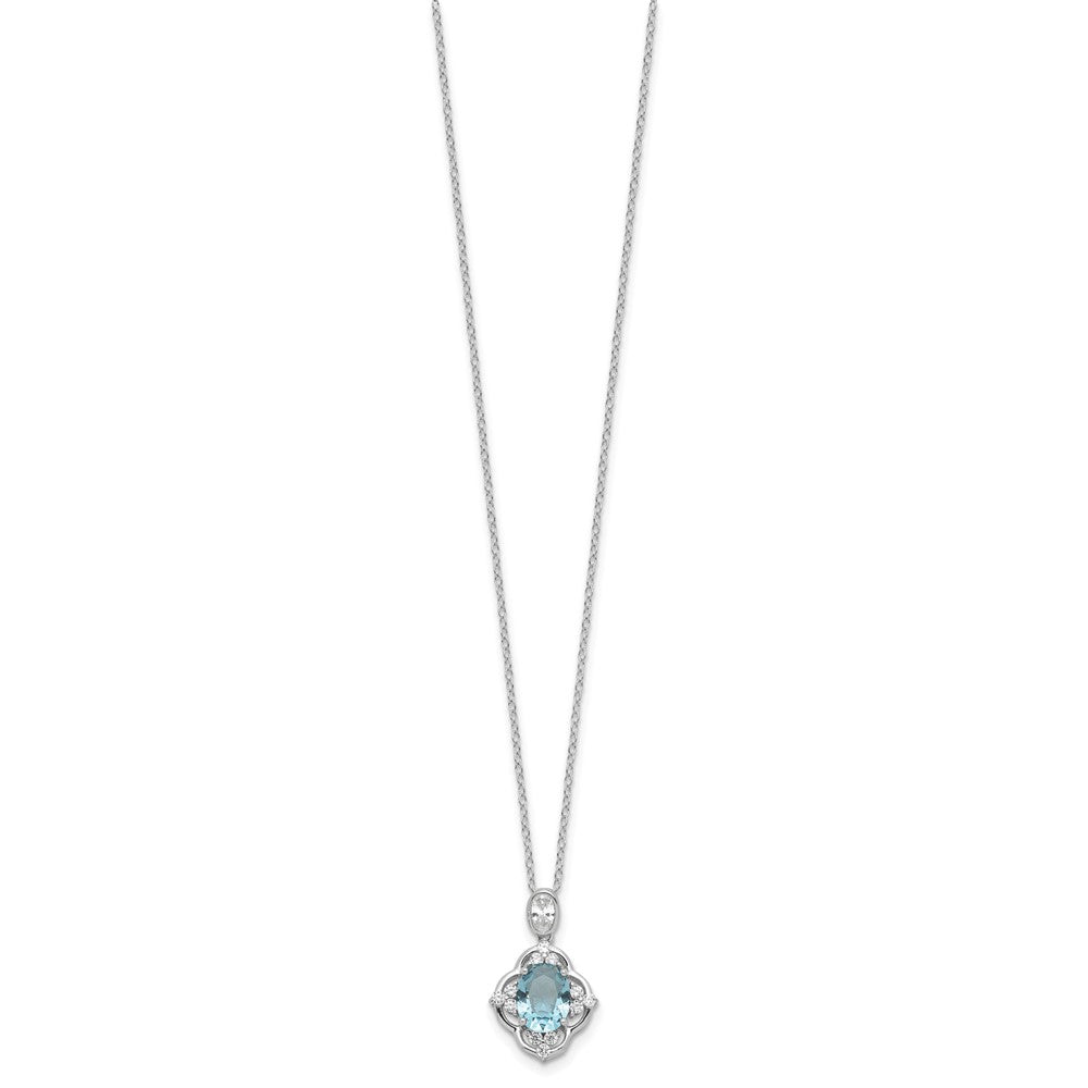 Cheryl M Sterling Silver Rhodium-plated Brilliant-cut Blue Glass and White CZ 18 Inch Necklace