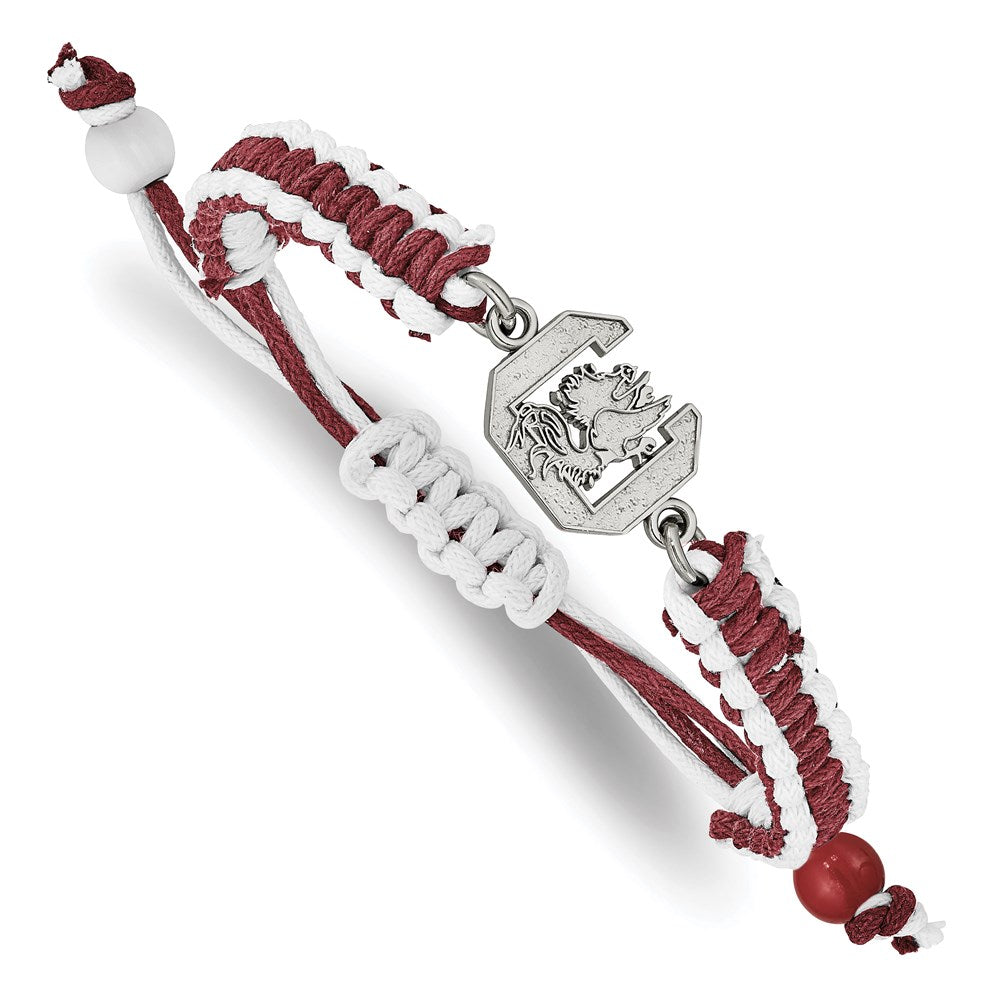 Stainless Steel LogoArt University of South Carolina Adjustable Red Cord Bracelet QST513USO