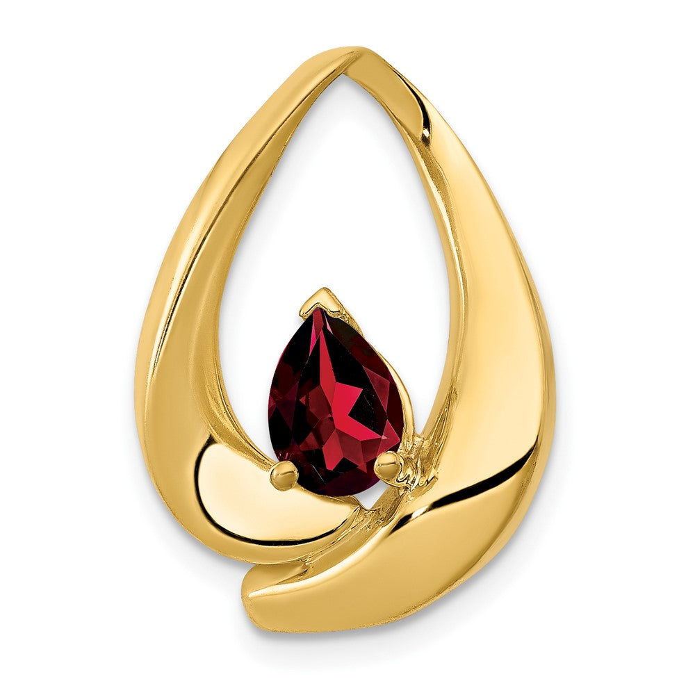 14k 7x5mm Pear Garnet Slide