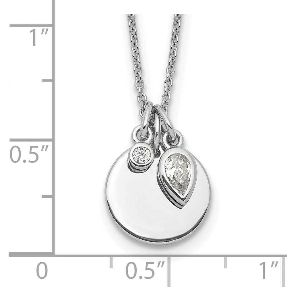 Sterling Silver Rhodium Plated w/1.75in ext. CZ Necklace 18 Inches