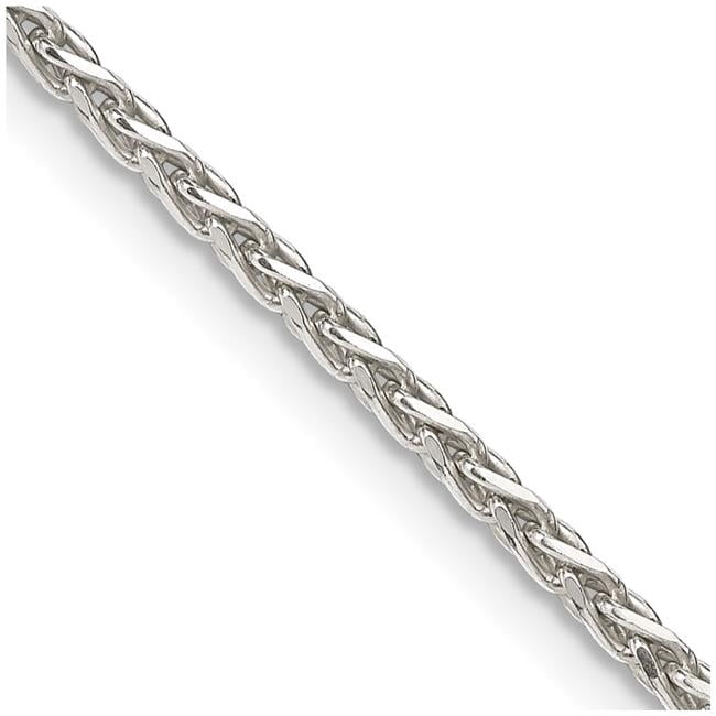 Finest Gold Sterling Silver 2 mm Diamond-cut Spiga Chain