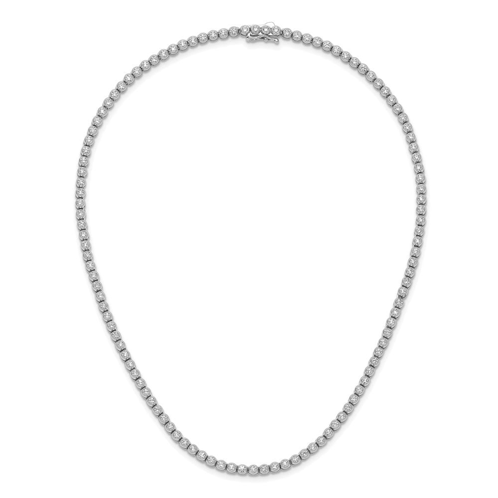 Sterling Shimmer Sterling Silver Rhodium-plated Bezel Set 2.3mm CZ 115 Stone 17 inch Necklace 17 Inches