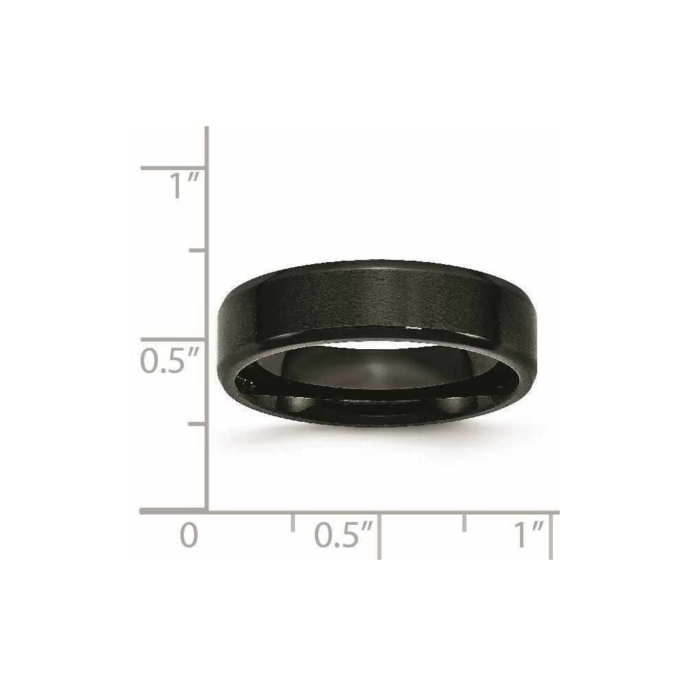 Stainless Steel Polished Brushed Center Black IP 6mm Beveled Edge Band Size - 6