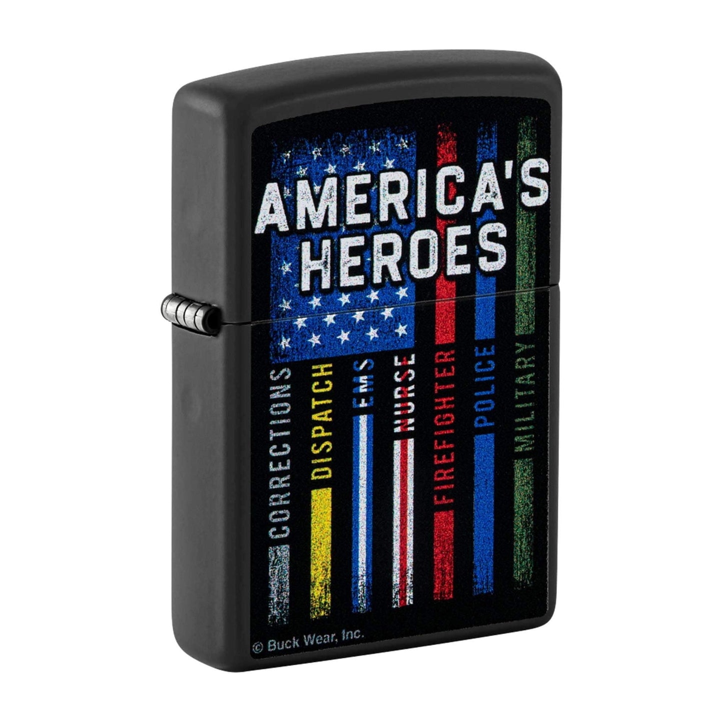 Zippo Buckwear America's Heroes Design Black Matte Pocket Lighter