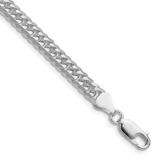 Sterling Silver Rhodium-plated 5.7mm Double Diamond-cut Curb Chain