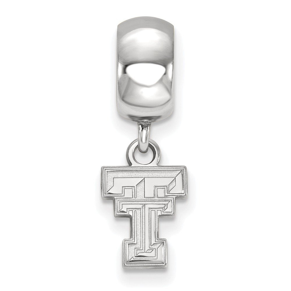 Sterling Silver Rhodium-plated LogoArt Texas Tech University T-T Extra Small Dangle Bead Charm