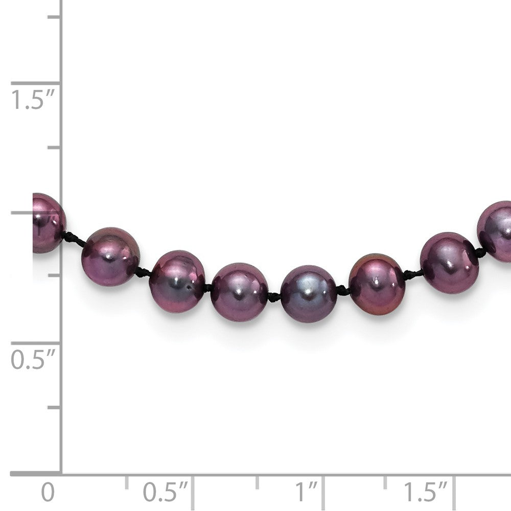 Sterling Silver Rhodium-plated 5-6mm Black Near-Round Freshwater Cultured Pearl 18 inch Necklace 18 Inches
