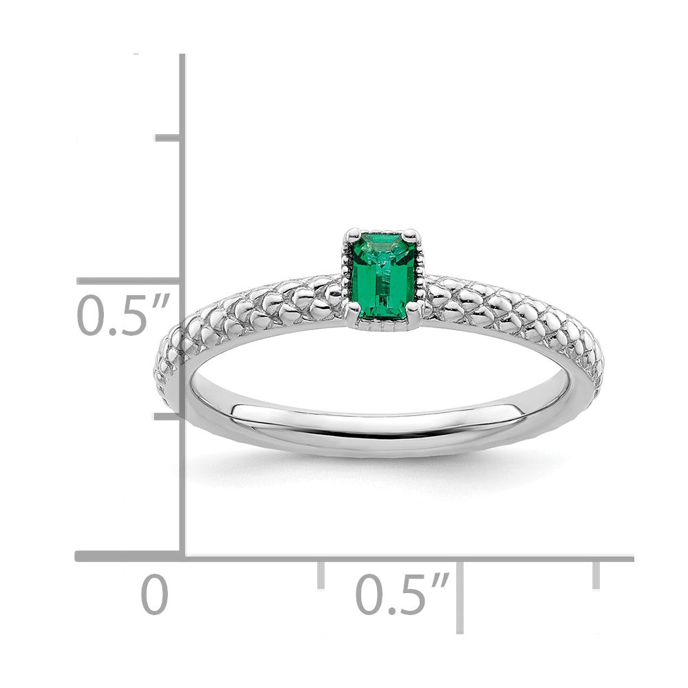 Sterling Silver Stackable Expressions Created Emerald Single Stone Ring Size -6