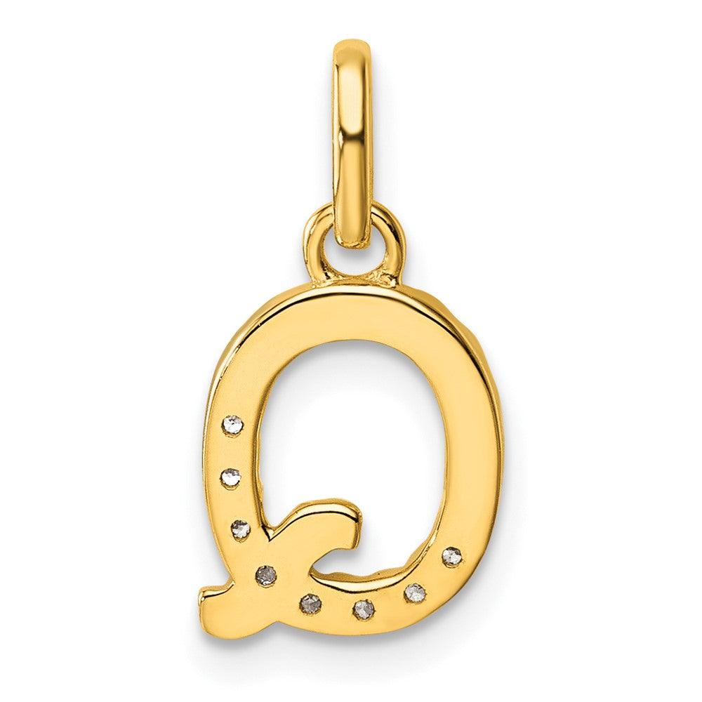 14k Twisted .07 ct. Diamond Initial Q Charm