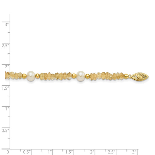 14KY Freshwater Cultured Pearl & Citrine Necklace