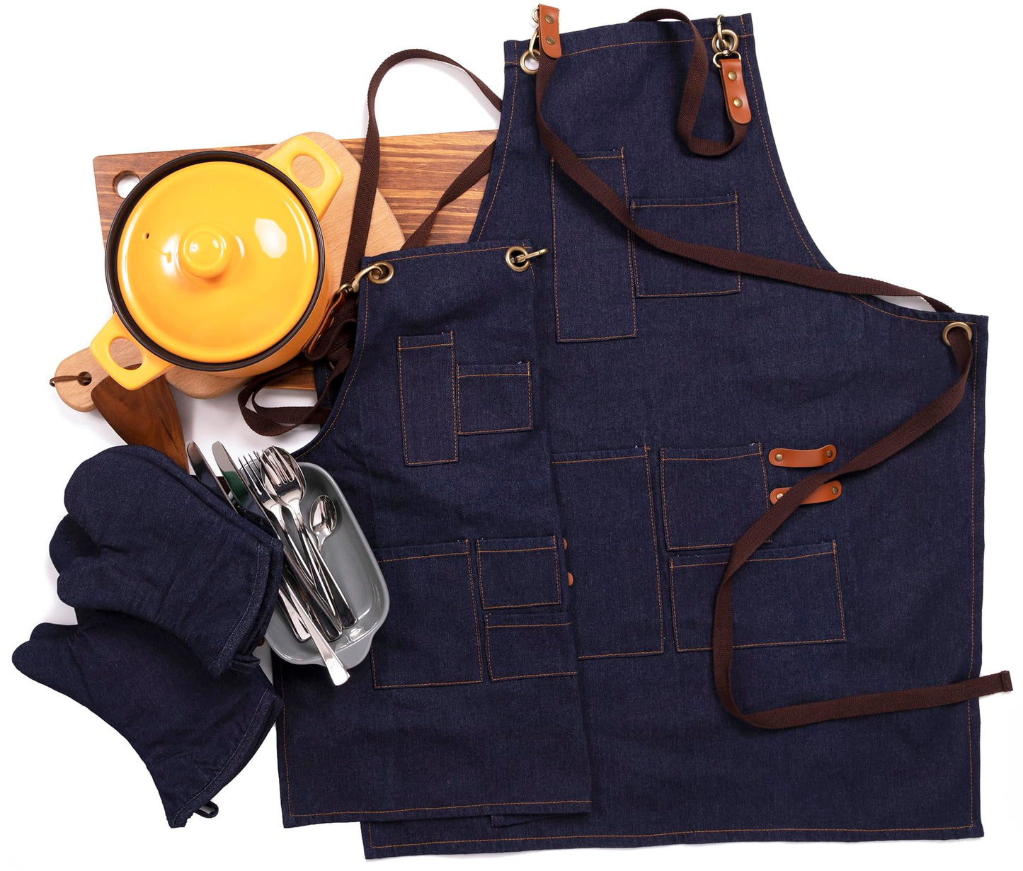 Adjustable Kitchen Apron with Pockets Unisex