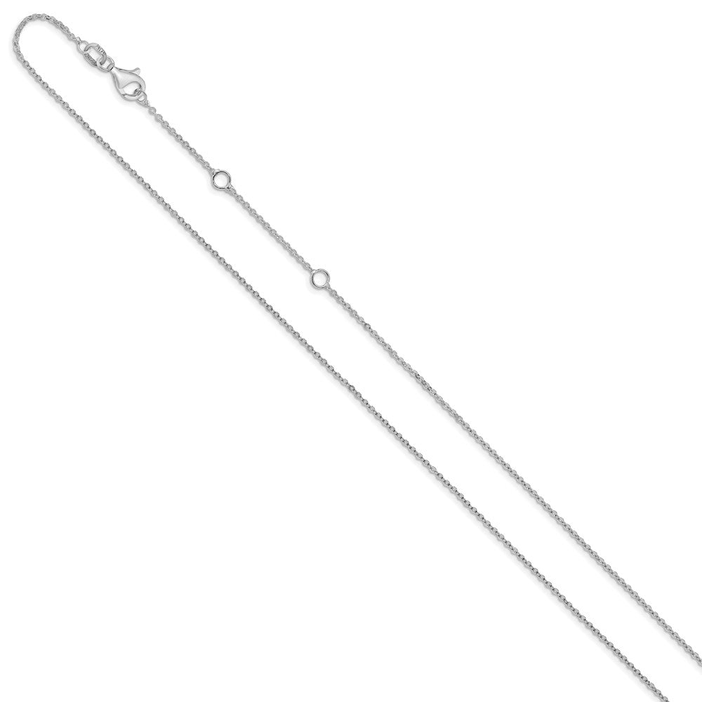 10k White Gold 1.2mm Flat Cable 1in+1in Adjustable Chain