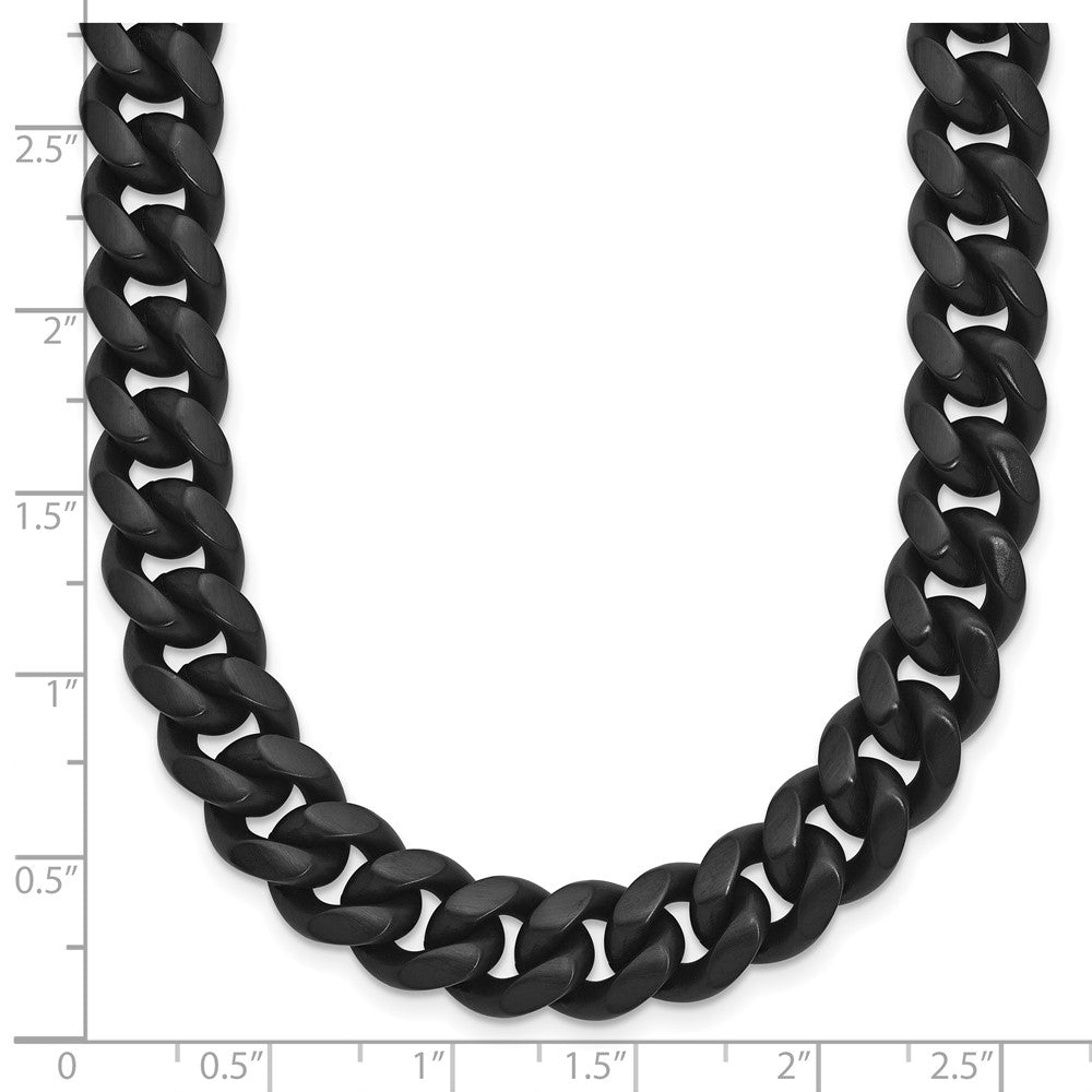 Stainless Steel Brushed Black IP-plated 10mm Curb 24in Necklace