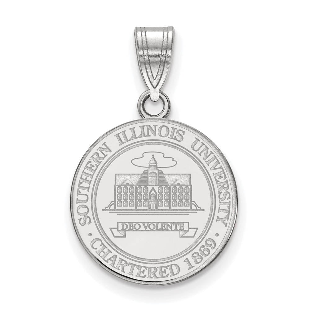 LogoArt Sterling Silver Southern Illinois University Medium Crest Pendant Necklace