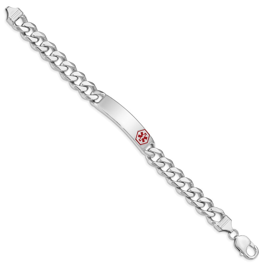 Sterling Silver Rhodium-plated Medical ID Curb Link Bracelet 8 inches