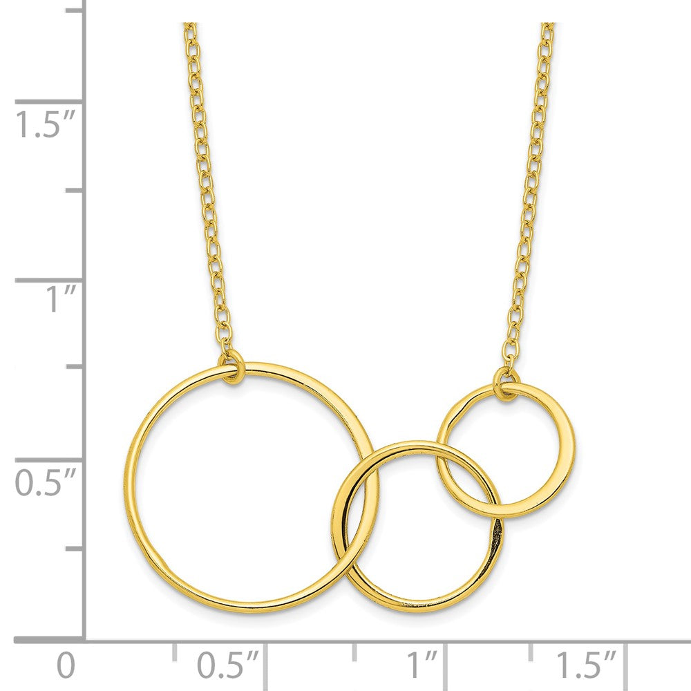 Sterling Silver Gold-tone 3 Intertwined Circles w/2 in ext. Necklace 16 Inches