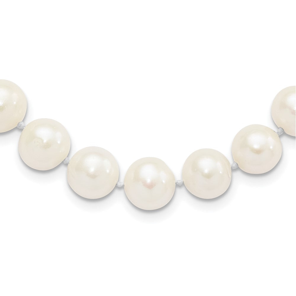 Sterling Silver Rhodium-plated 10-11mm White Near-Round Freshwater Cultured Pearl 18 inch Necklace 18 Inches