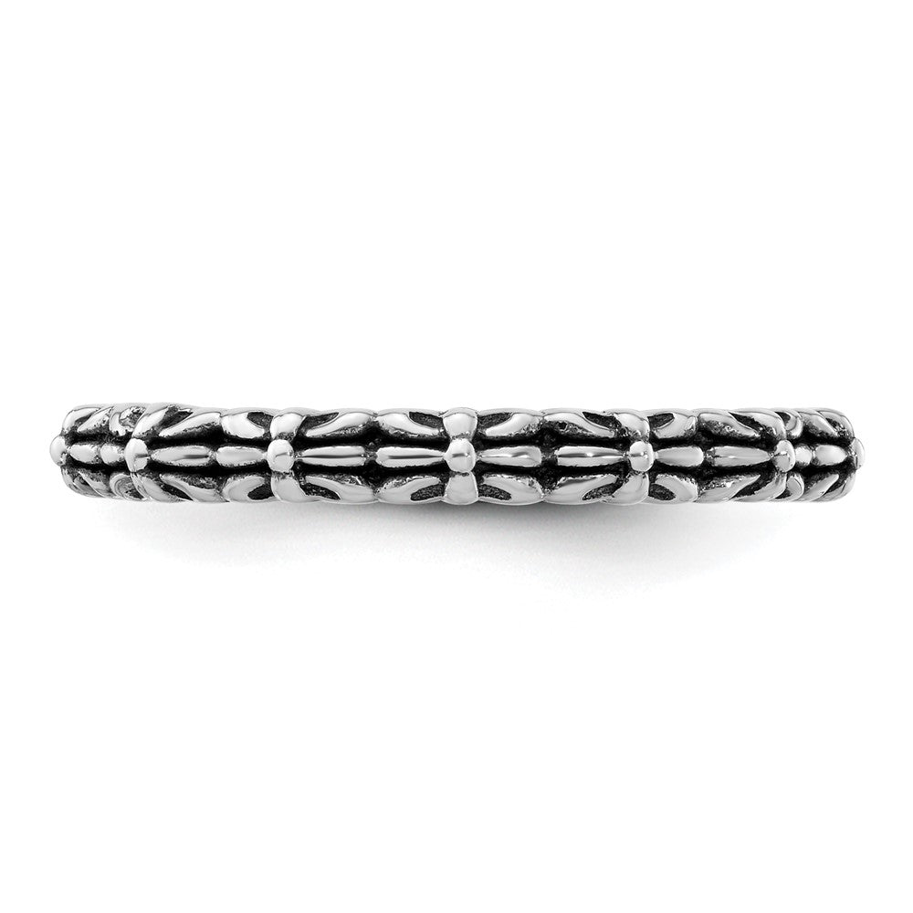 Sterling Silver Stackable Expressions Antiqued Ring Size -8