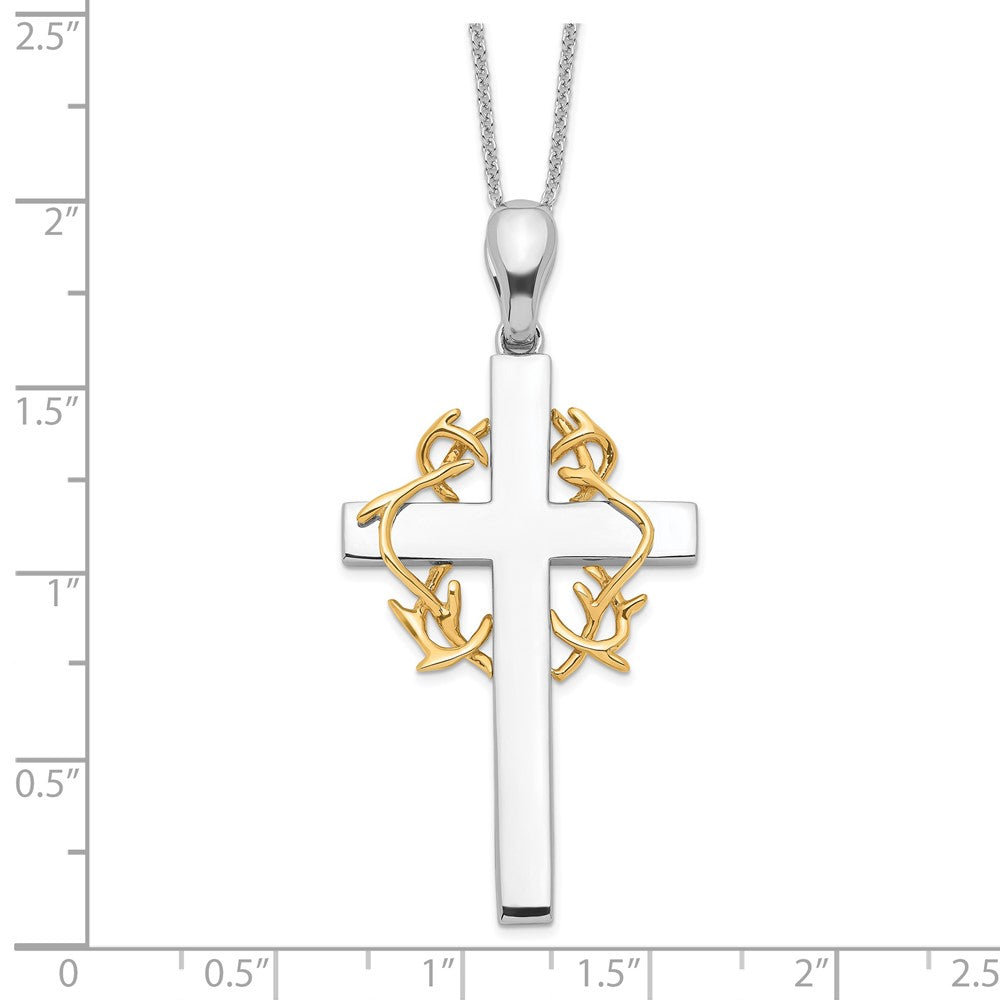 Sentimental Expressions Sterling Silver Gold-plated No Greater Love Cross 18in Necklace 18 Inches