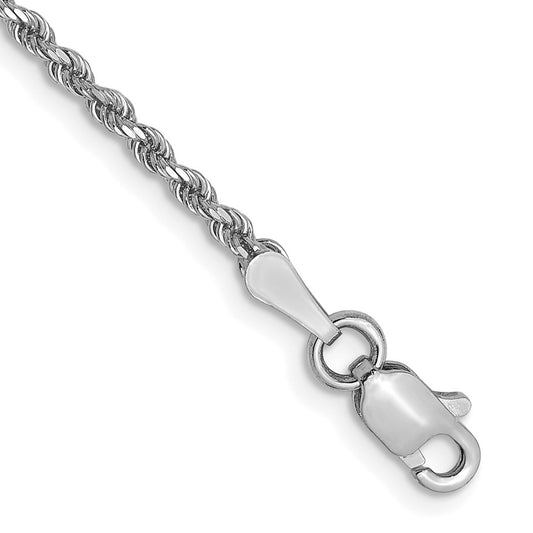14K White Gold 1.75mm Diamond-Cut Rope Chain 8  inches