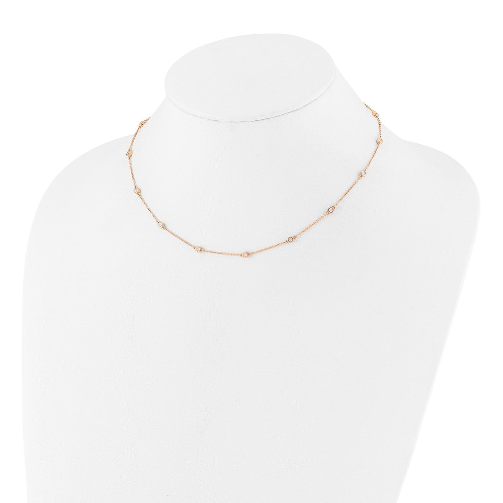 True Origin 14k Rose Gold 3/8 carat Lab Grown Diamond VS DEF Sixteen Station 16 inch Necklace
