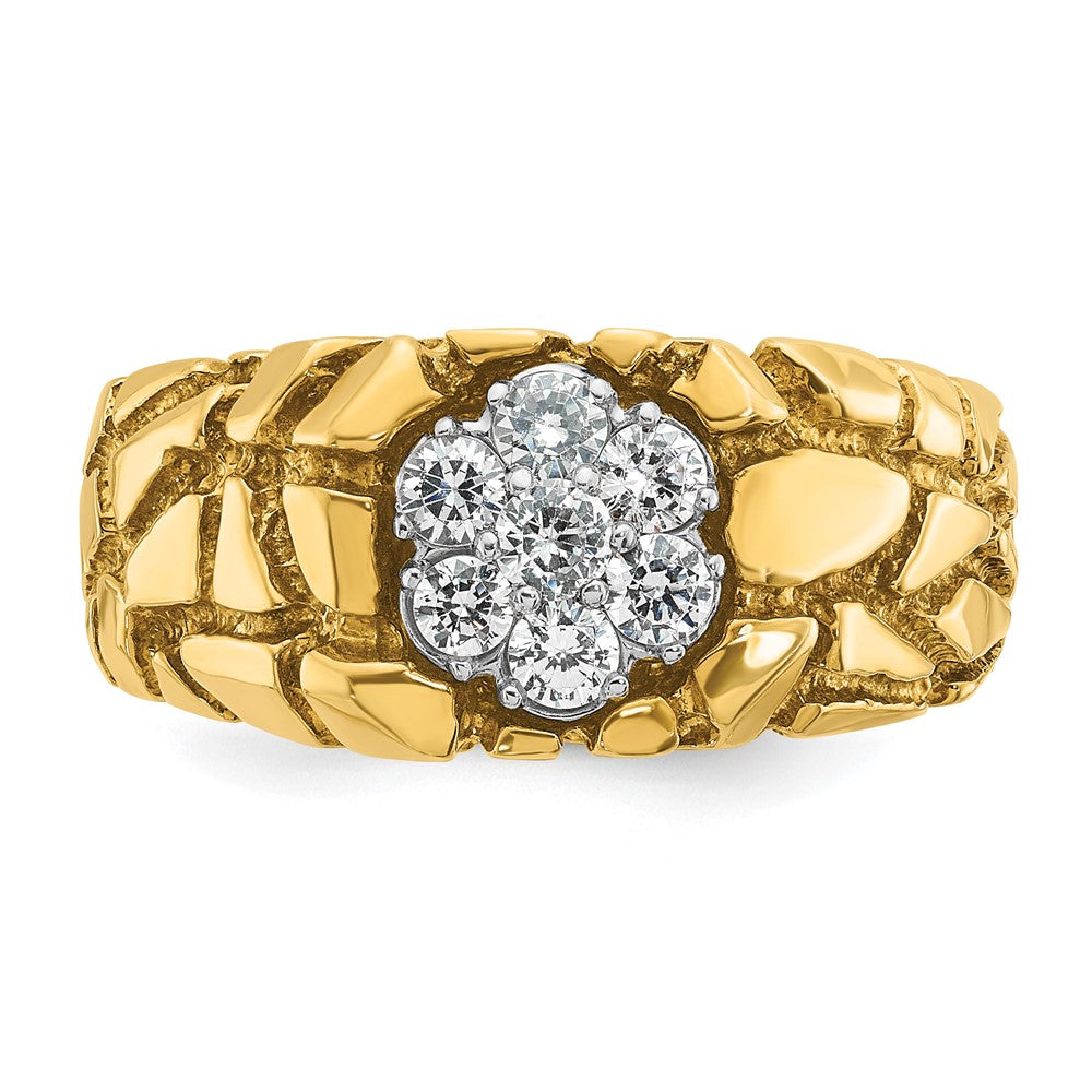 IBGoodman 14k Two-Tone 1/2 carat Lab Grown Diamond VS/SI+ G+ Complete Men's Textured Cluster Nugget Ring