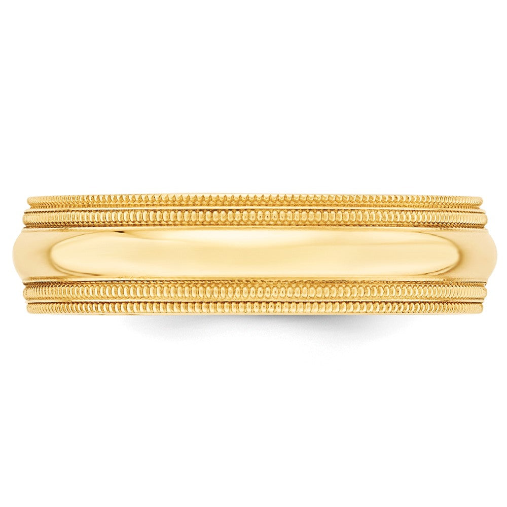 10k Yellow Gold 6mm Double Milgrain Comfort Fit Wedding Band Size 11