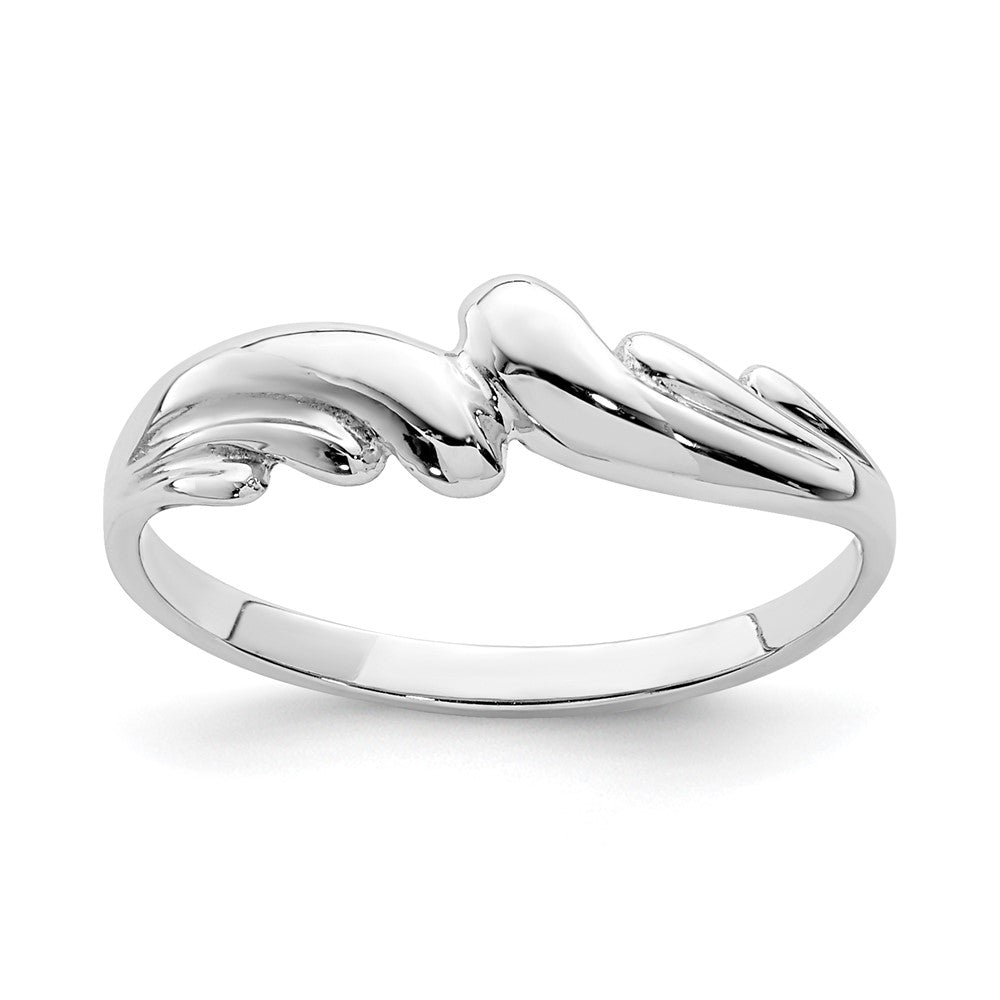 14K White Polished Wave Ring Size 7