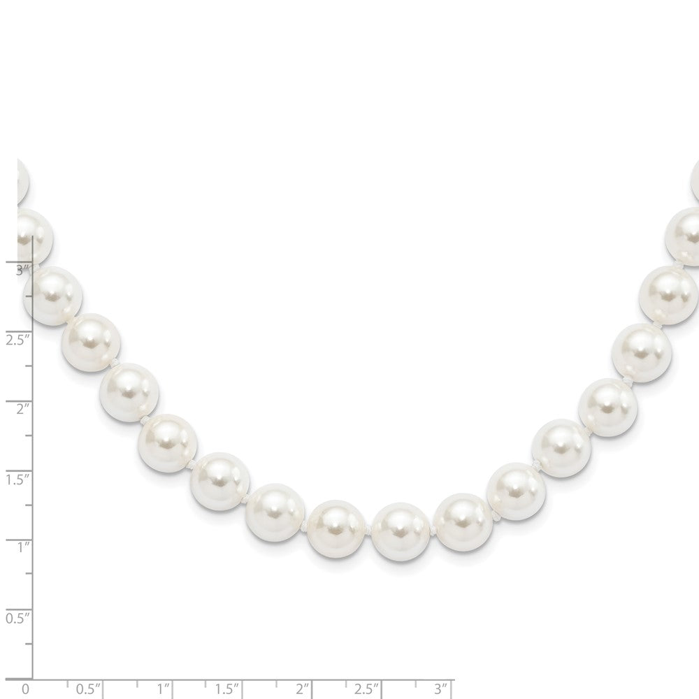 Majestic Sterling Silver Rhodium-plated 10-11mm White Imitation Shell Pearl Hand-knotted Necklace 18 Inches