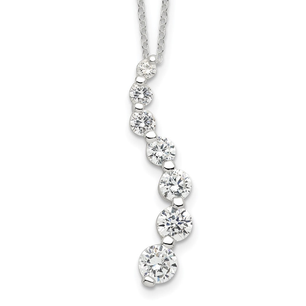Sterling Silver Rhodium-plated CZ Journey Necklace 18 Inches