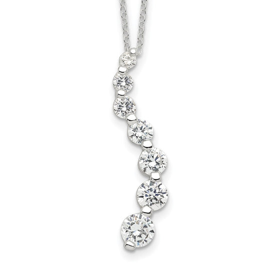 Sterling Silver Rhodium-plated CZ Journey Necklace 18 Inches