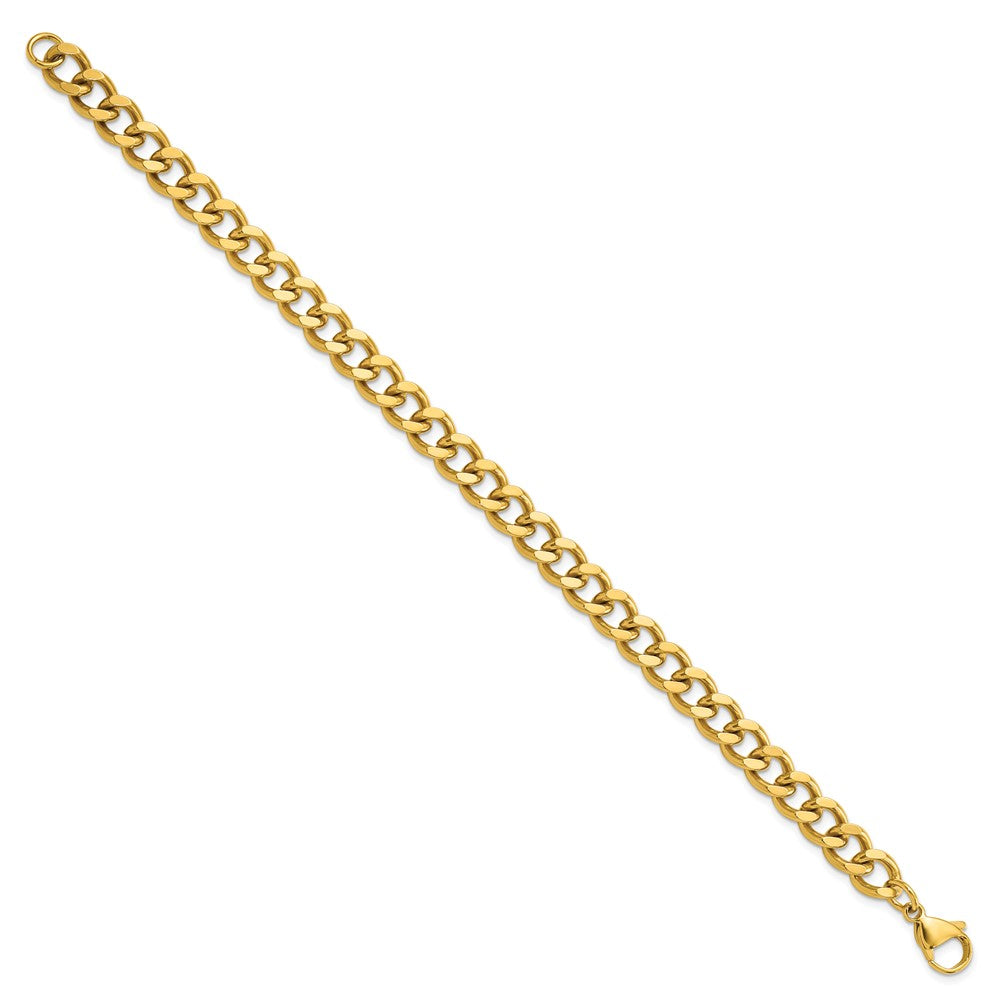 Stainless Steel Polished Yellow IP 8.5in Curb 8mm Chain Bracelet 8.5 inches