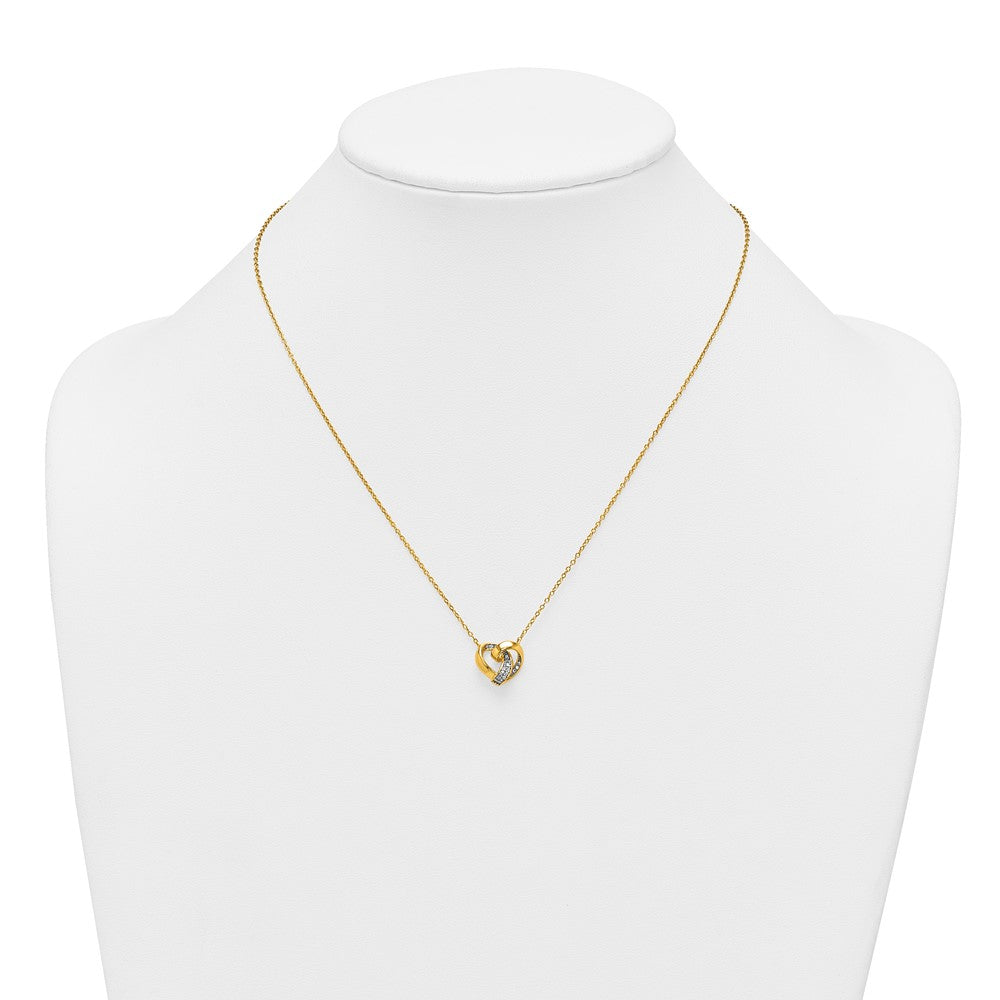 Sterling Silver Gold-tone Polished CZ Love Knot Heart 18 inch Necklace 18 Inches