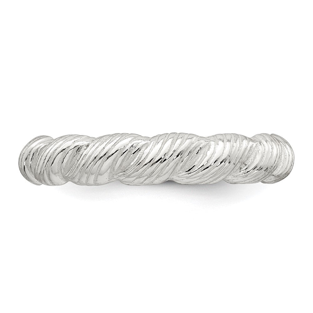 Sterling Silver Polished and Grooved Twisted Band Size 8 Ring