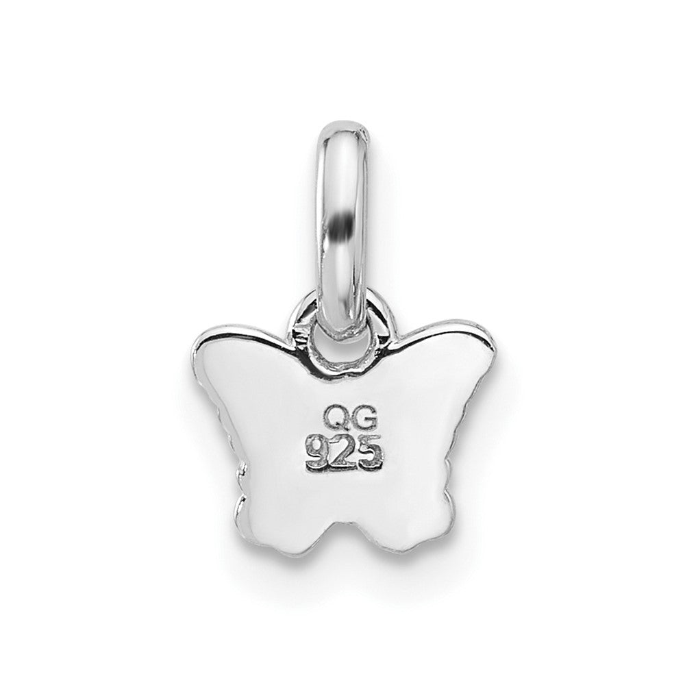 Sterling Silver Rhodium-plated Children's Small Enamel Butterfly Pendant