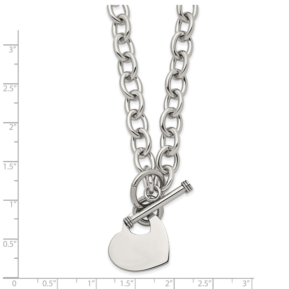 Stainless Steel Polished Heart Toggle 18in Necklace