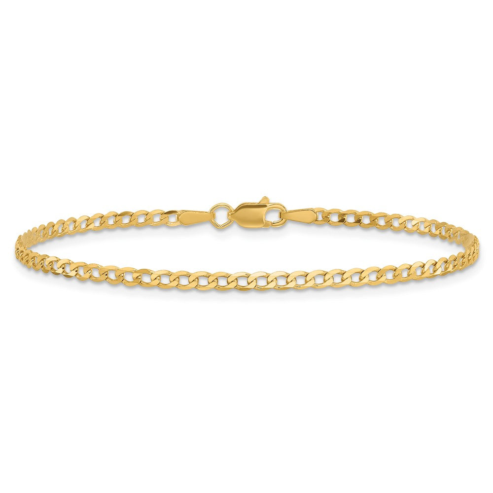 14K 9 inch 2.2mm Flat Beveled Curb with Lobster Clasp Anket