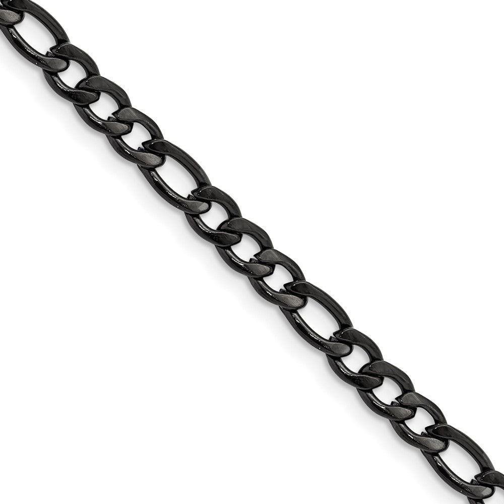 Chisel Stainless Steel Polished Black IP-plated 4.5mm 20 inch Figaro Chain