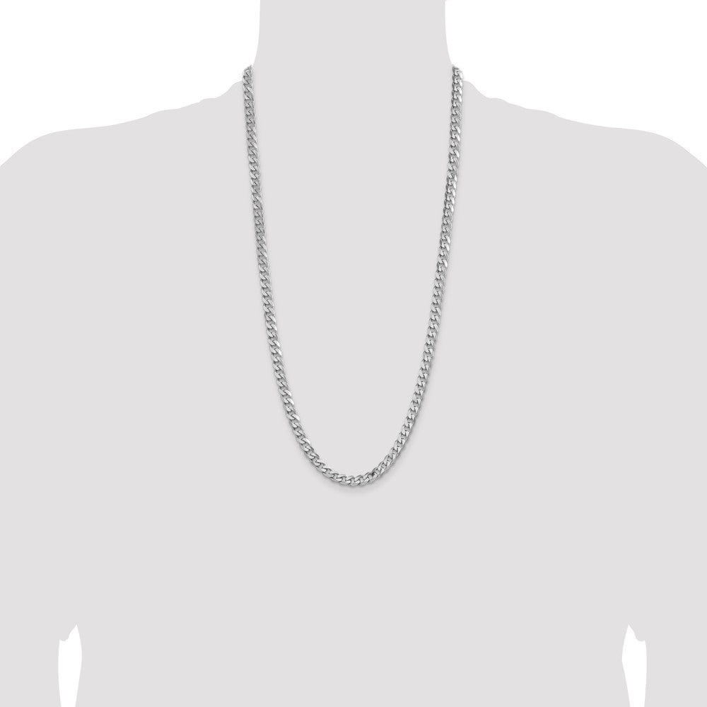 Sterling Silver Rhodium-plated 6.5mm Curb Chain 28 Inches