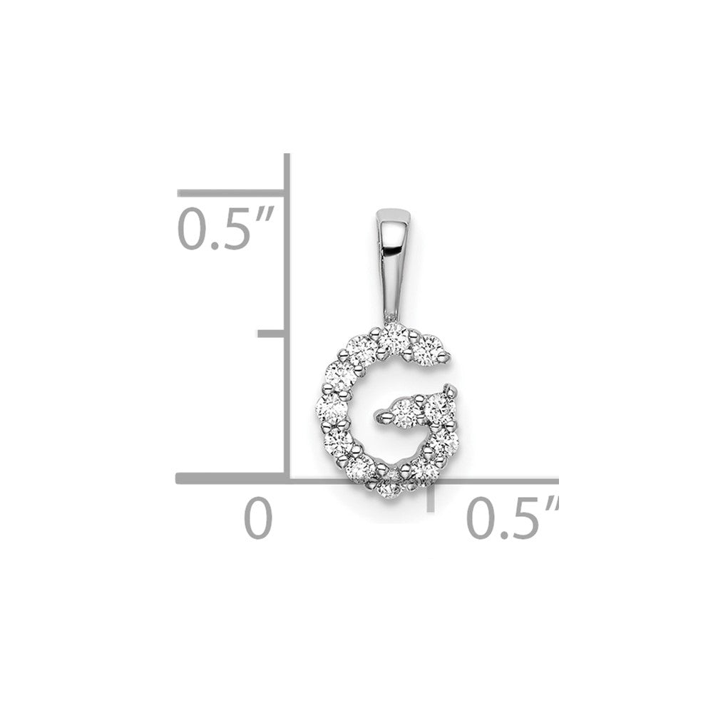 14k White Gold 1/8 carat Lab Grown Diamond VS/SI+ G+ Letter G Intitial Pendant