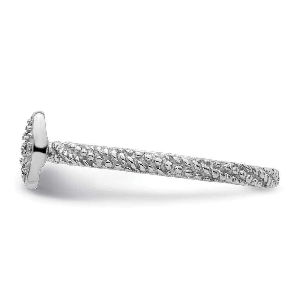 Sterling Silver Diamond Stackable Expressions Textured Ring Size -5