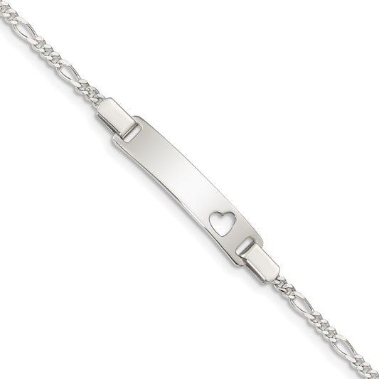 Sterling Silver Baby ID with Cut-out Heart Bracelet 5.5 inches