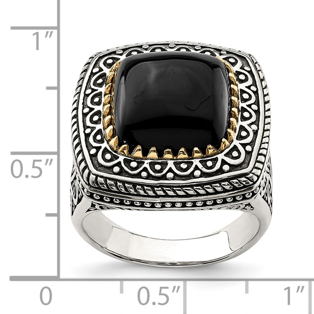 Sterling Silver w/14k Onyx Ring