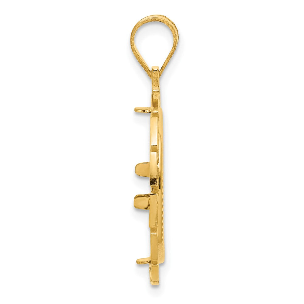 14k Diamond Cut Greek Key with 16.5mm Prong Coin Bezel Pendant