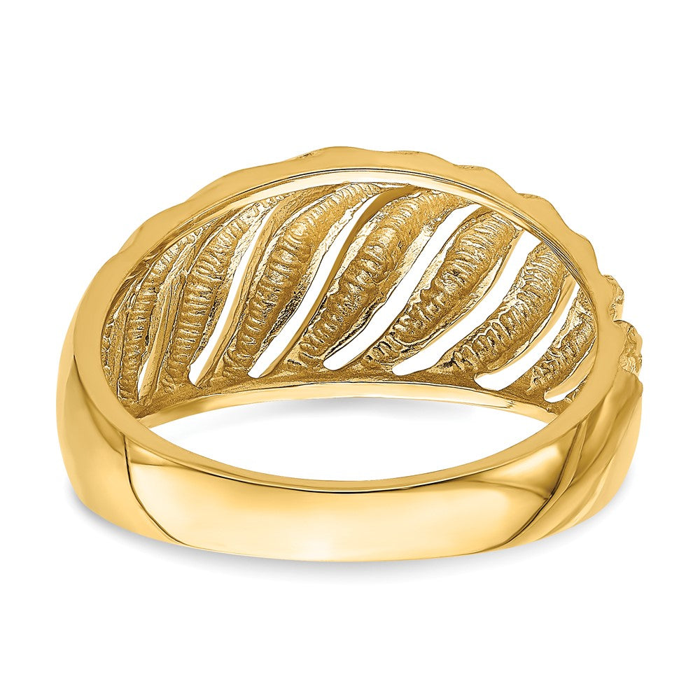 14K Open Slash Diamond-cut Dome Ring Size 7