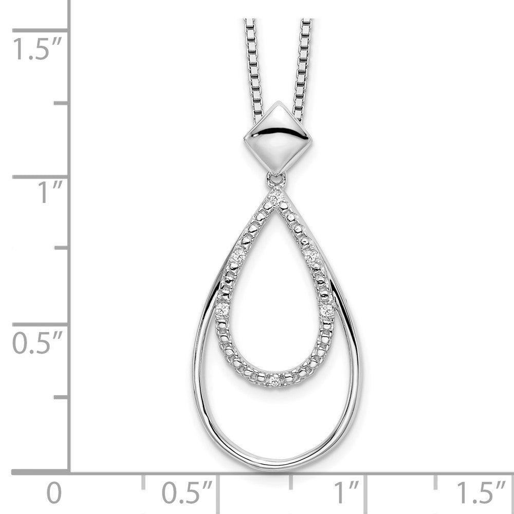 White Ice Sterling Silver Rhodium-plated 18 Inch Diamond Fancy Teardrop Necklace with 2 Inch Extender 18 Inches