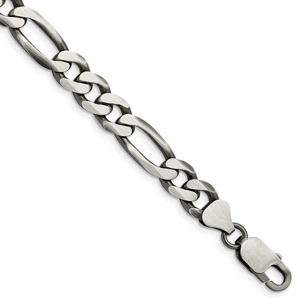 Sterling Silver Antiqued 7.75mm Figaro Chain 8 inches