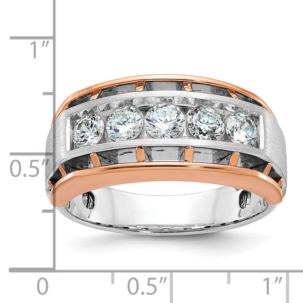IBGoodman 14k White and Rose Gold Men's Polished Satin and Cut-Out 5-Stone Ring Mounting