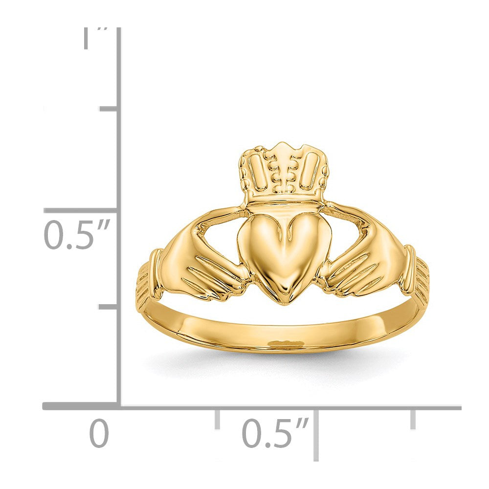 14k Polished Claddagh Ring Size 6