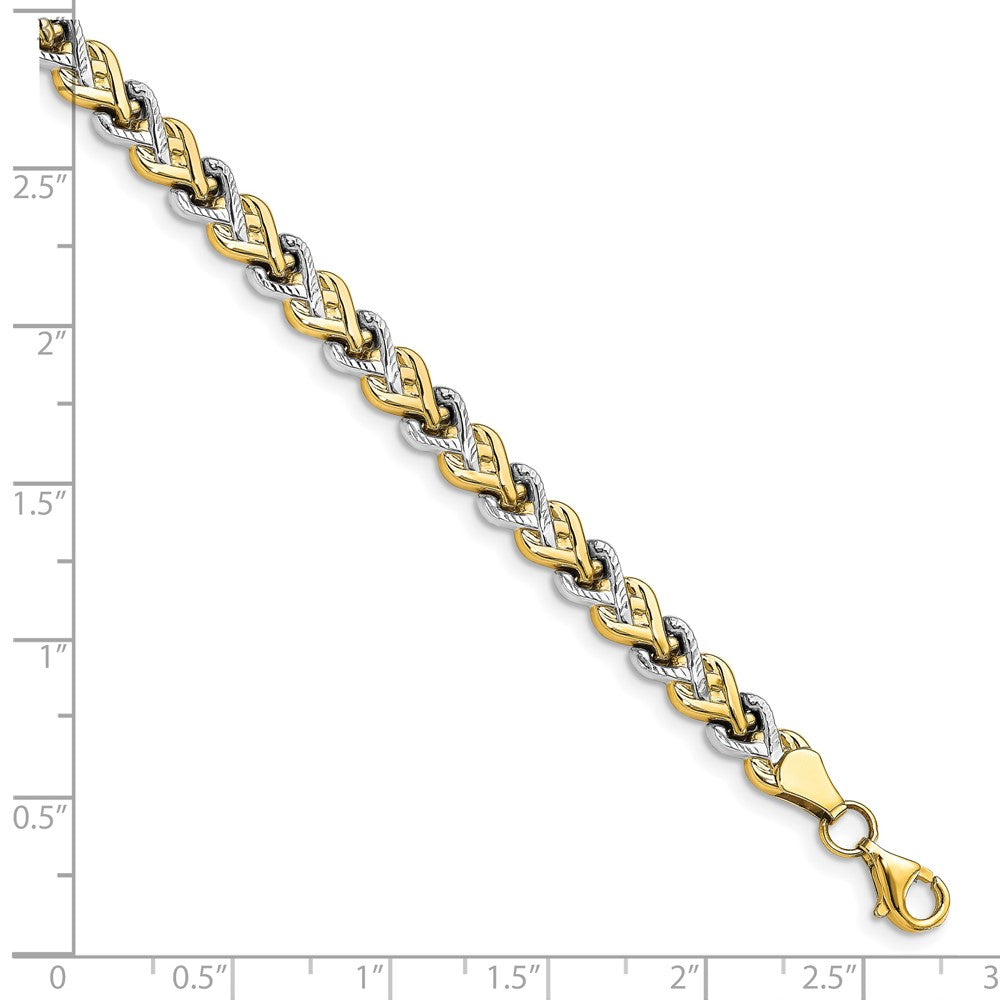 10K Rhodium-plated Polished D/C Bracelet 7.5  inches